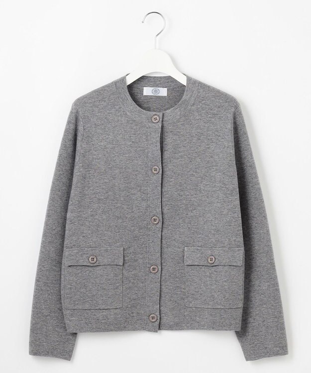 J.PRESS LADIES L 【WEB限定・洗える】WORSTED WOOL クルーネック カーディガン 【WEB限定】トップグレー系