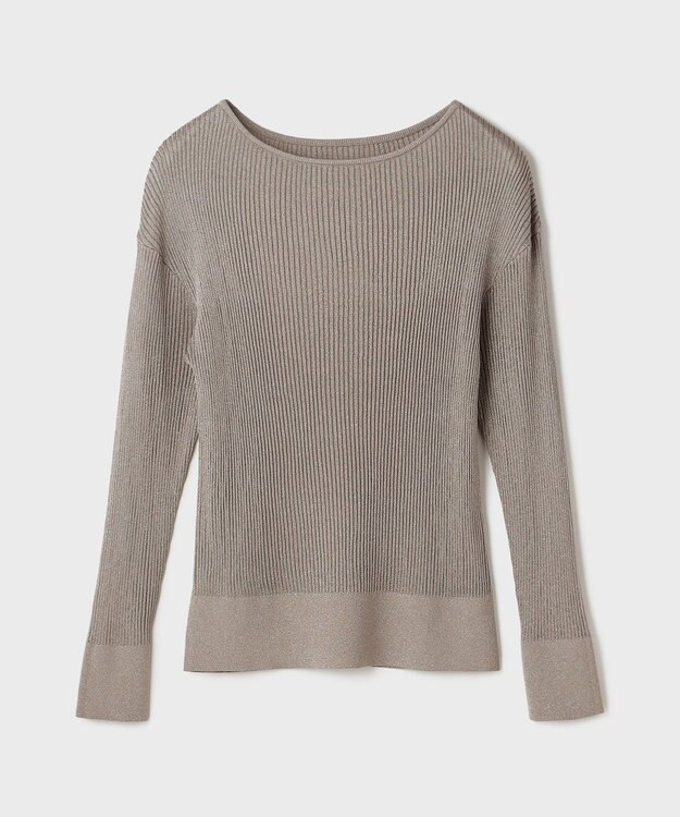 GRACE CONTINENTAL ラメリブクルーニットトップ グレー