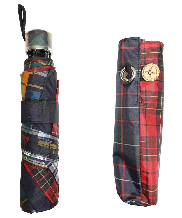 +RING UNISEX プラスリング 簡単開閉式折傘55cm CHK T1399 マルチカラー