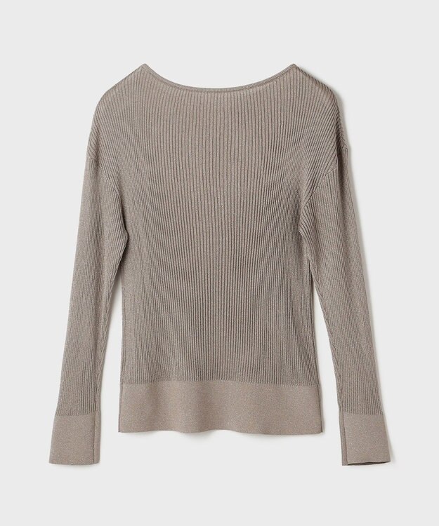 GRACE CONTINENTAL ラメリブクルーニットトップ グレー