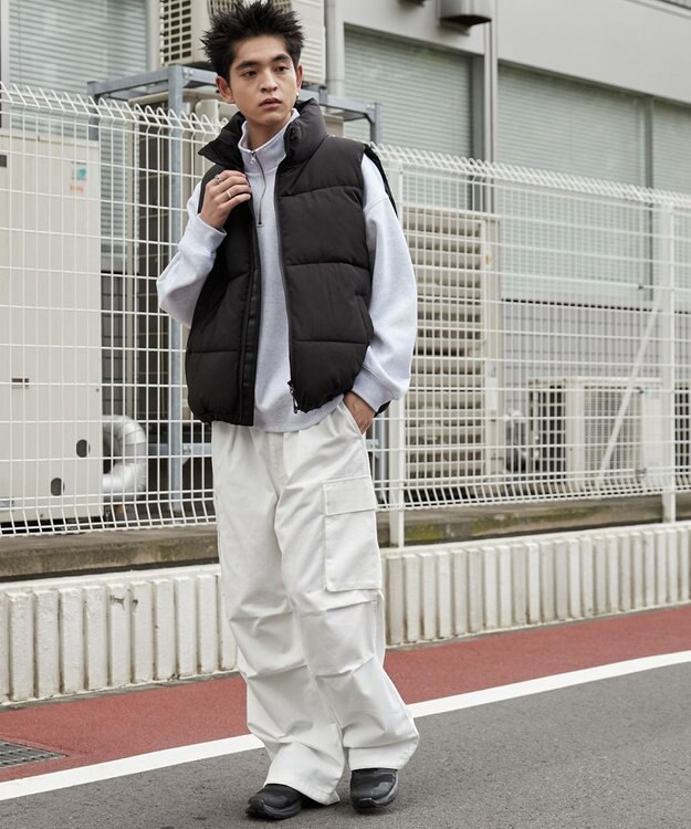 WEGO 【ウエストゴム】イージーワイドカーゴパンツ ホワイト