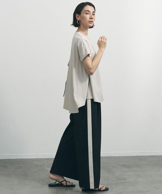 UNFILO L 【セットアップ着用可】マイビューティ 側章ワイドパンツ ブラック