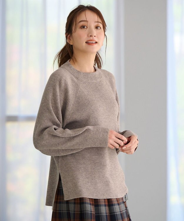ANY ウールブレンドバルーンスリーブニット モカ
