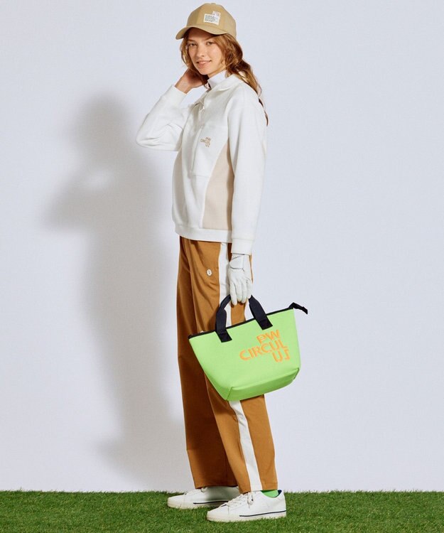 PW CIRCULUS 今が旬トップス！【ドライな肌触り / UV遮蔽率98.9% UVカット / ストレッチ】【WOMEN】ワッフルハーフジップ  ゴルフウェア レディース ホワイト系