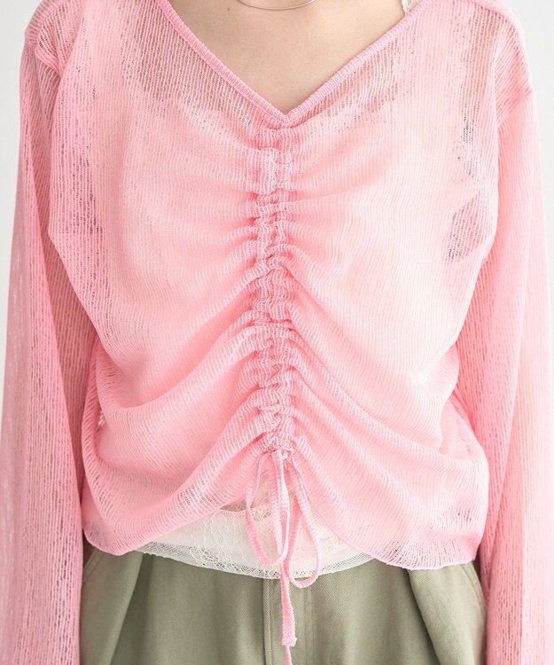 earth music&ecology フロントドロストシアープルオーバー Pink