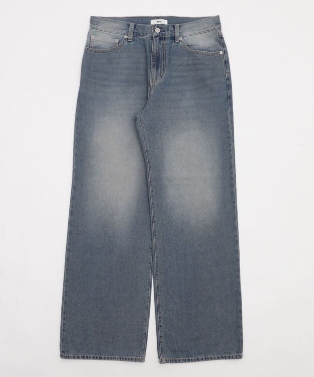 WEGO 【ウエスト調整可】ストレートデニムパンツ デニム中濃加工色