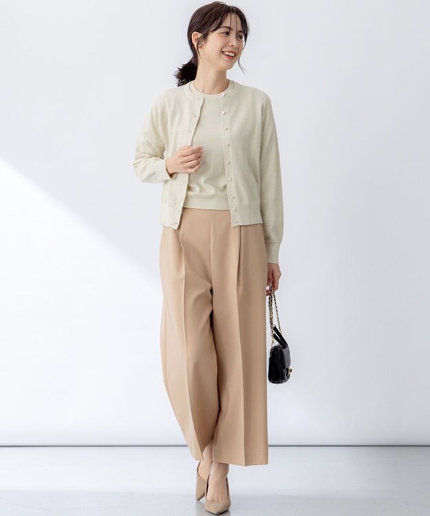 組曲 【WEB限定・2SET】5分袖ラメ入りアンサンブルニット ゴールド系