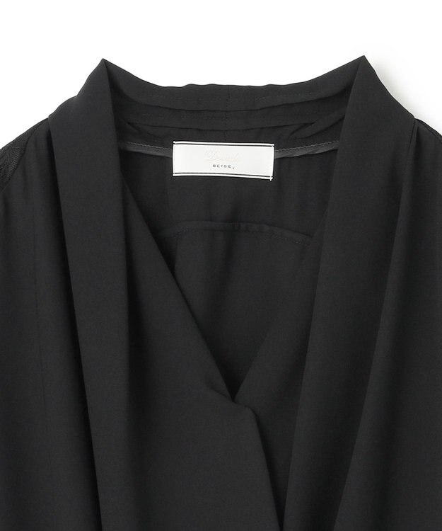 BEIGE， OLIVE / カシュクールフレンチスリーブブラウス Black