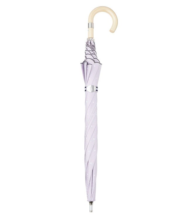 MOONBAT 【軽量】POLO RALPH LAUREN 晴雨兼用日傘 長傘 ストライプドット／遮光 遮熱 UV ライトパープル