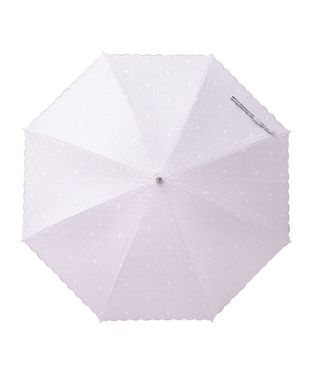 MOONBAT 【軽量】POLO RALPH LAUREN 晴雨兼用日傘 長傘 ストライプドット／遮光 遮熱 UV ライトパープル