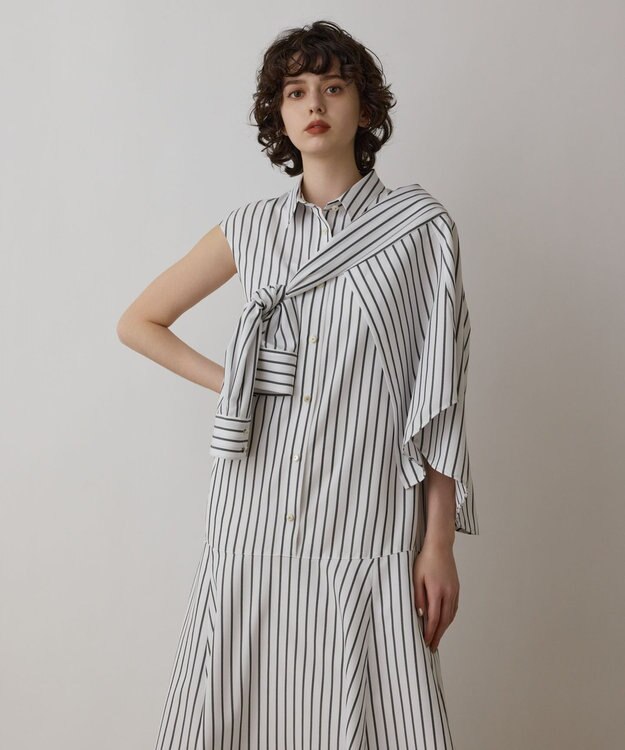 GRACE CONTINENTAL ストライプシャツワンピース ホワイト