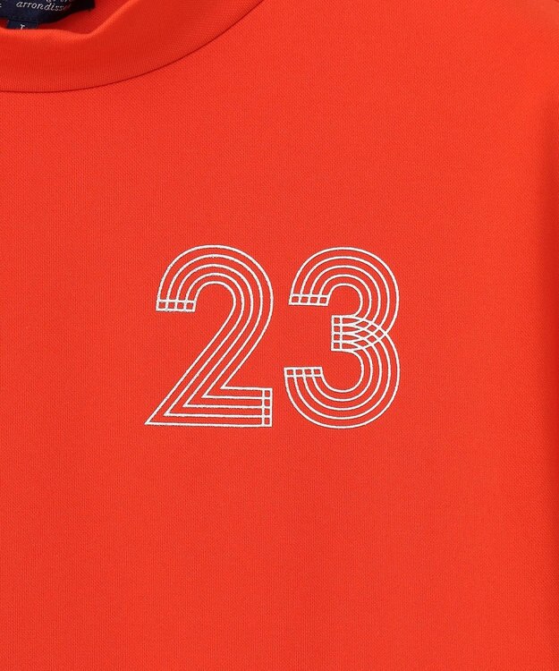 23区GOLF 【WOMEN】新色追加！【吸水速乾/UVカット】フレンチスリーブロゴモックネック オレンジ系