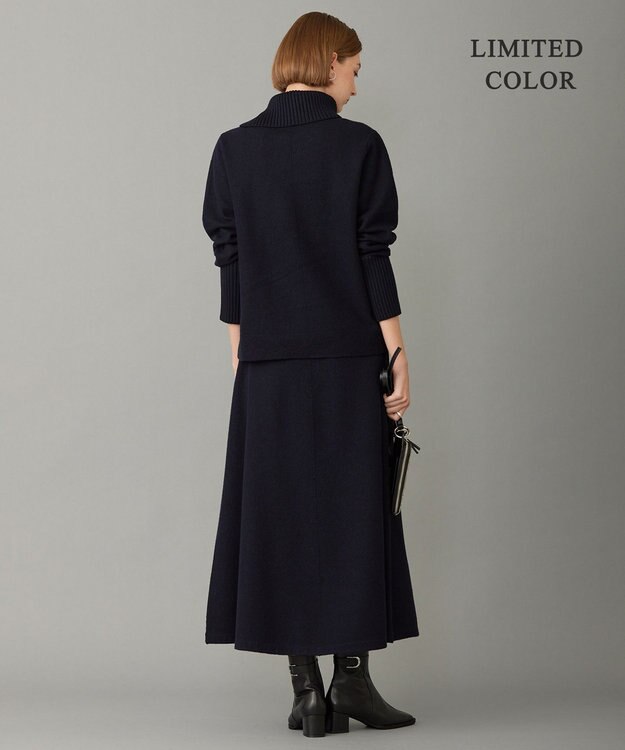 ICB L ミルドウール ニットスカート ネイビー系［WEB限定］