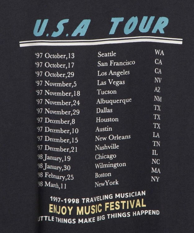 WEGO ヴィンテージライクグラフィックTシャツ スミクロ