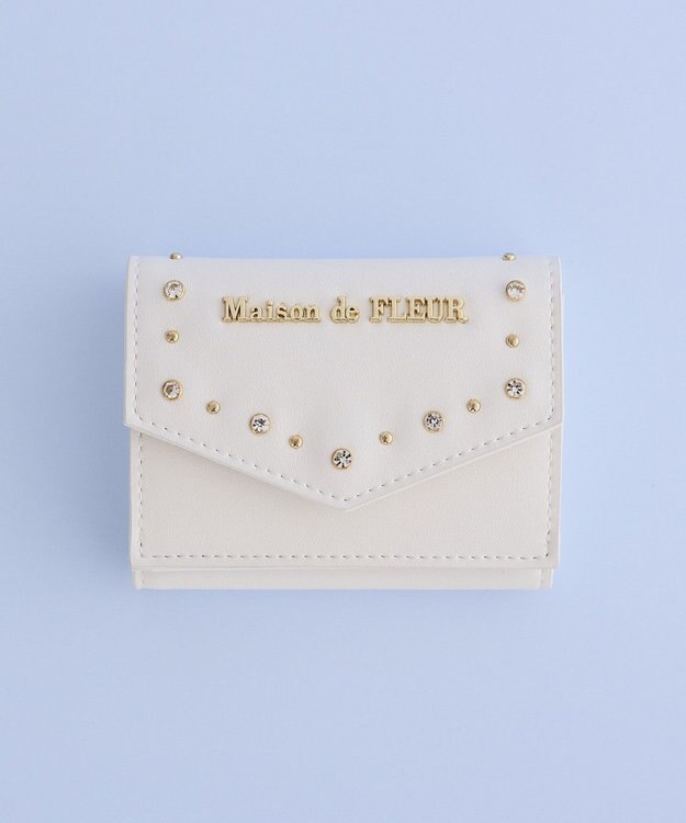Maison de FLEUR ビジュースタッズプチウォレット Ivory