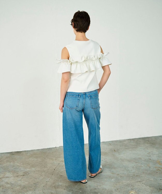 GRACE CONTINENTAL フリルリブカットトップ ホワイト