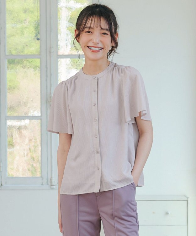 Tiaclasse 【セットアップ対応・洗える】シアーチェックブラウス グレー