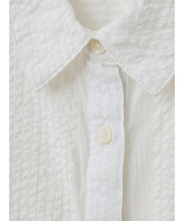 Green Parks インド綿 シアサッカーシャツ Off White