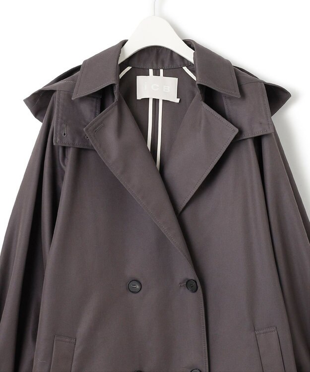 ICB TCシャンブレーツイル 2WAYトレンチコート チャコール系