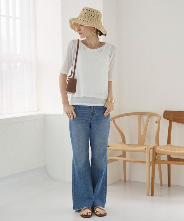 WEGO 【ANGIE VINTAGE】シアースラブレイヤードTシャツ ホワイト