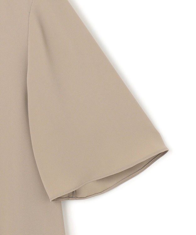 ICB 【接触冷感・UVケア・速乾・洗える】BackSatinAmunzen 5分袖ハイネックブラウス クリームブラウン系