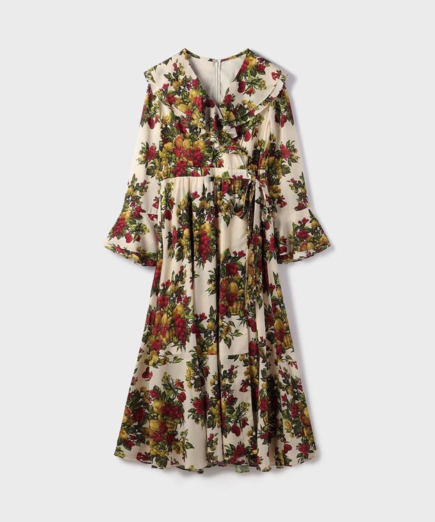 GRACE CONTINENTAL ボタニカルベリープリントワンピース ベージュ
