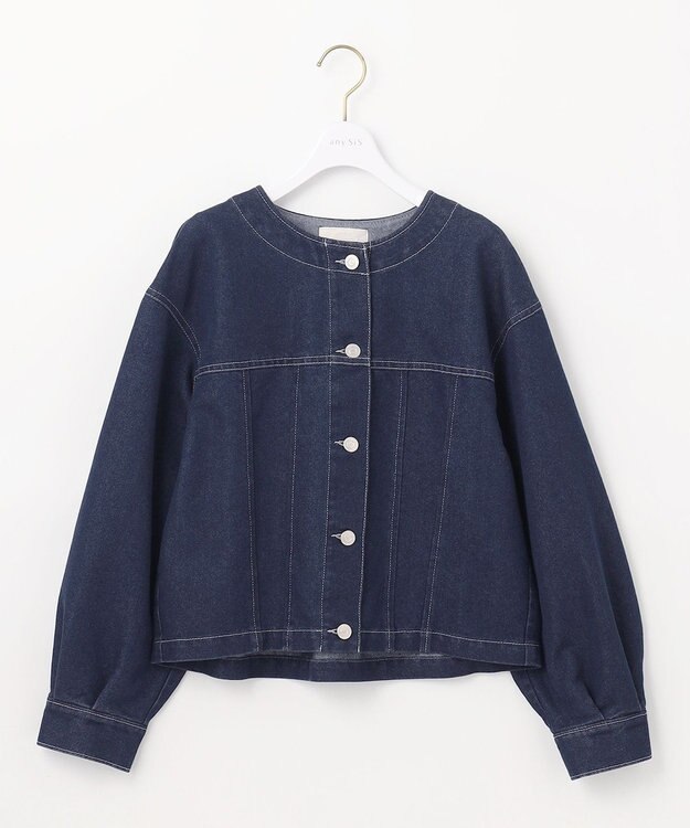 ANY SIS 【洗える】ノーカラーショート Ｇジャン インディゴ