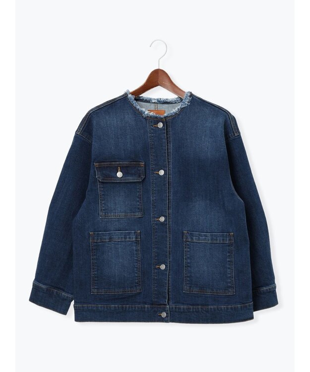 Te chichi ノーカラーデニムジャケット ブルー