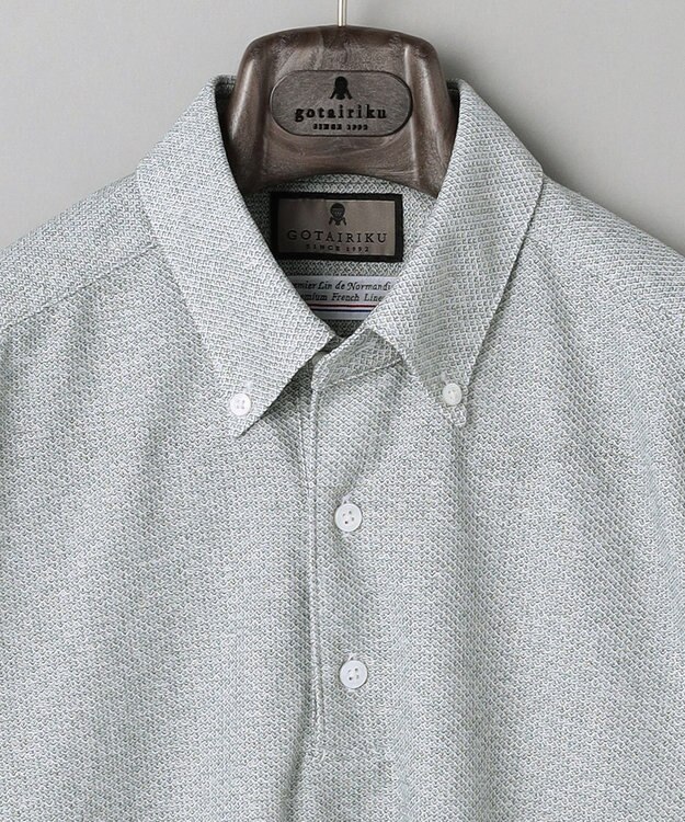 GOTAIRIKU 麻混・襟しっかり【洗える/通気性】ノルマンディーリネン ボタンダウンポロシャツ(25/26年モデル) グリーン系8