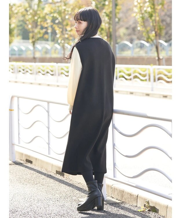 earth music&ecology 圧縮ニットＺＩＰジャンスカ Black