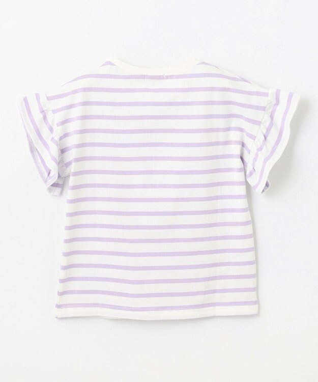 ANY KIDS ウサギ ボーダー Tシャツ ラベンダー系