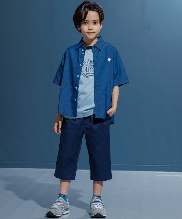 J.PRESS KIDS 【100-130cm】コットンストレッチ 7分丈パンツ ダルブルー系