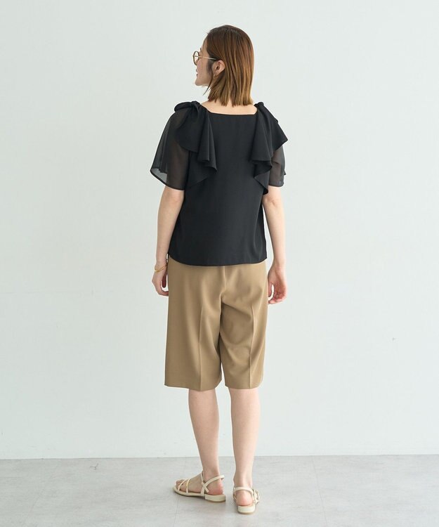 YECCA VECCA リボンスリーブブラウス Black