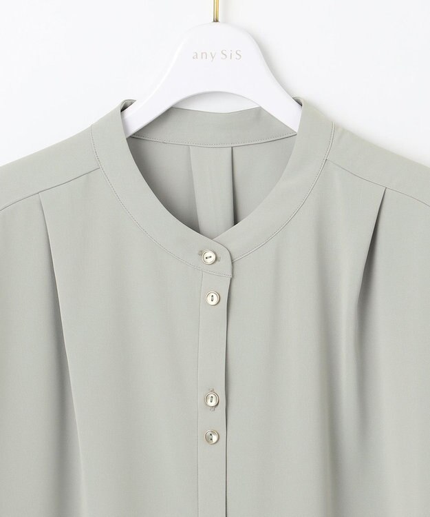 ANY SIS L 【洗える】ダブルボタンフレンチスリーブ ブラウス ミント