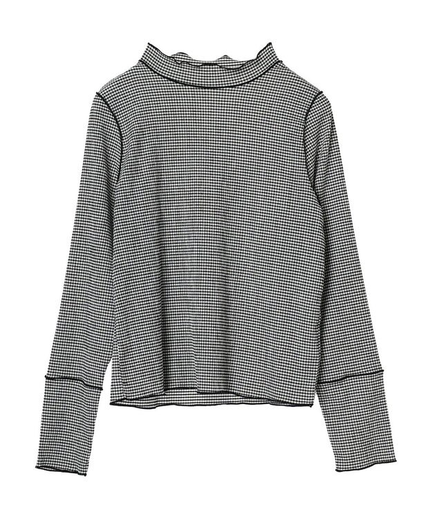 Green Parks 表面感ハイネックプルオーバー Gingham Check