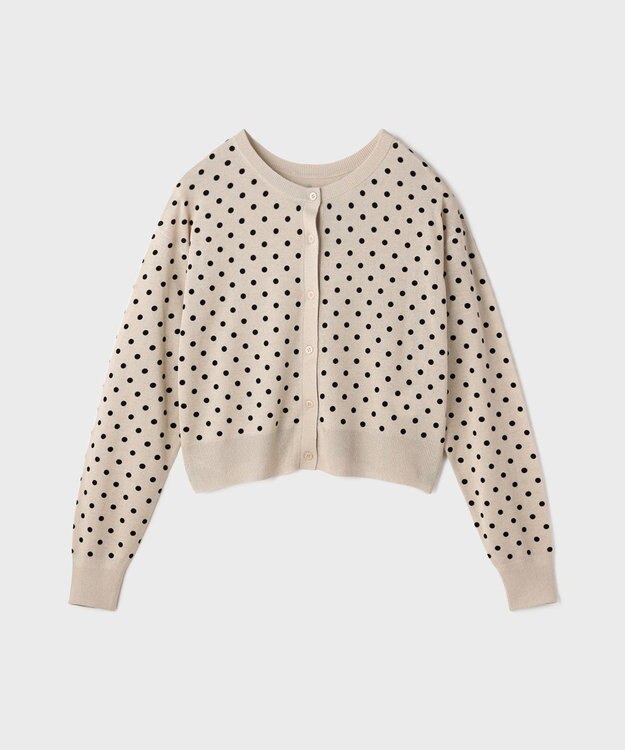 GRACE CONTINENTAL ドットフロッキーニットカーディガン シルバー