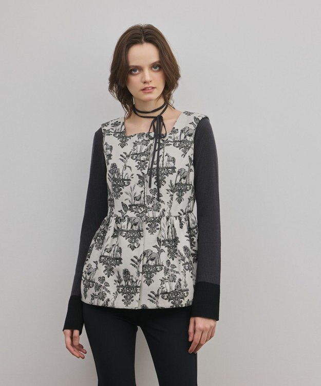 GRACE CONTINENTAL アニマルジャガードペプラムベスト キナリ