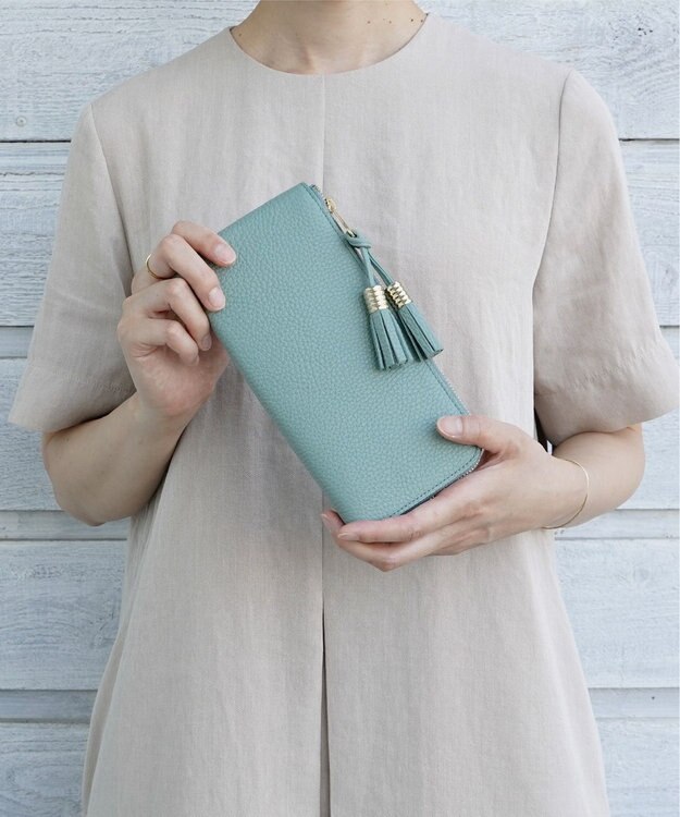 Atelier nuu 日本製 タッセルレザー loop ロングウォレットS ライム