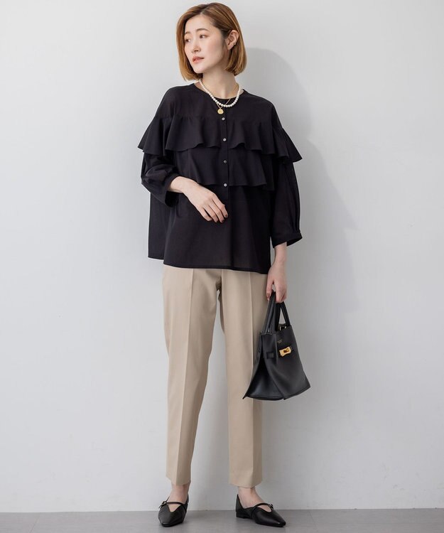 23区 【UVケア/洗える】コンパクトクロス テーパード パンツ ベージュ系