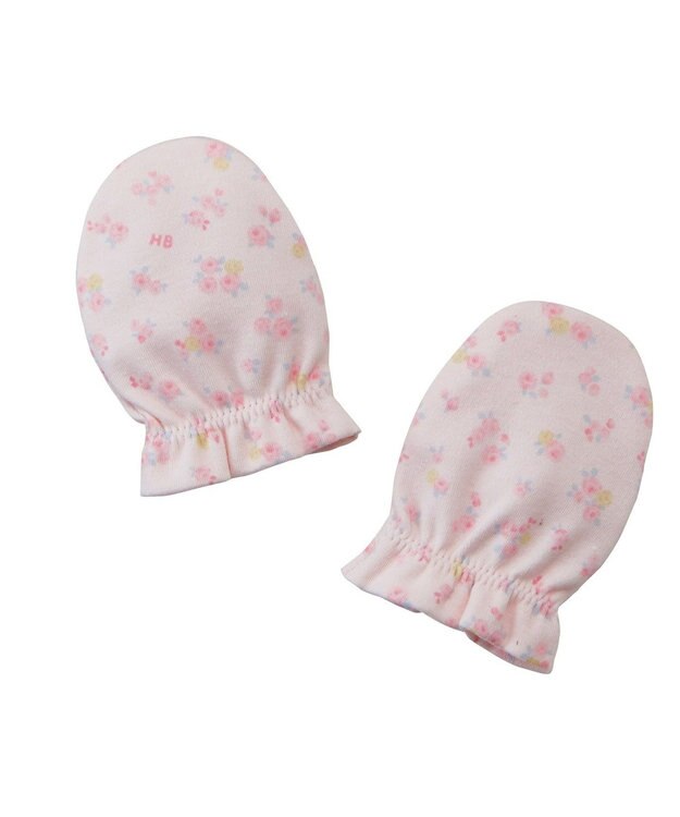 MIKI HOUSE HOT BISCUITS スムース素材総柄ミトン ピンク