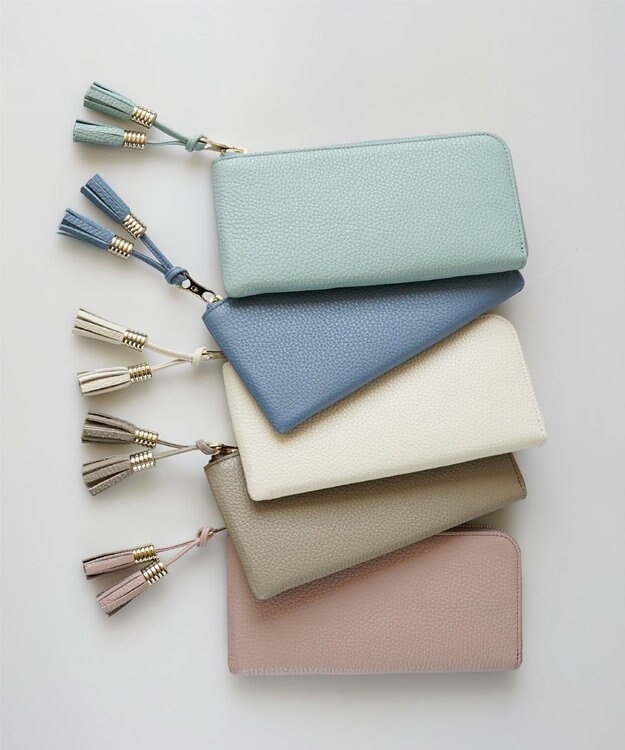 Atelier nuu 日本製 タッセルレザー loop ロングウォレットS ライム