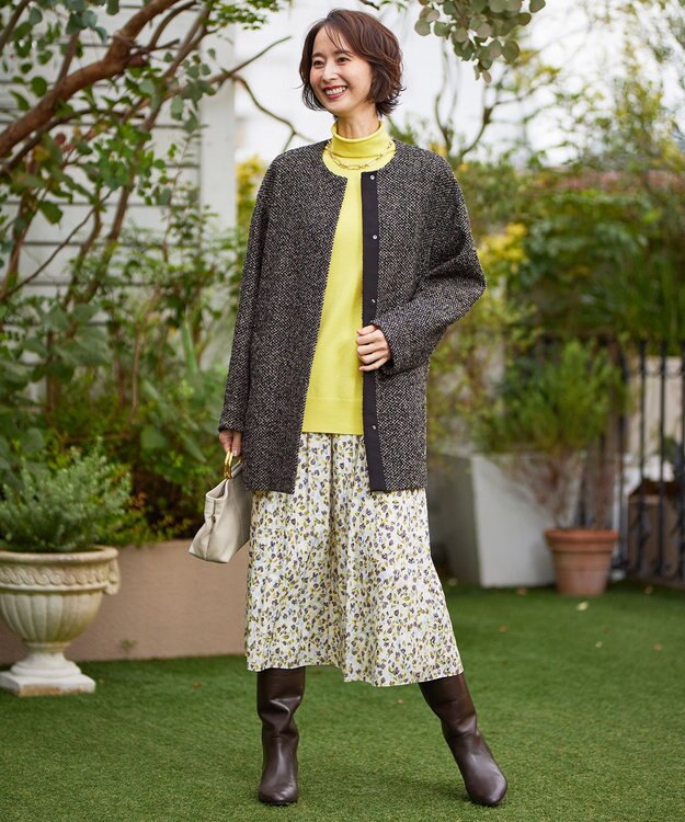 自由区 【洗える】ソフトウールハイゲージ ハイネックニット イエロー系