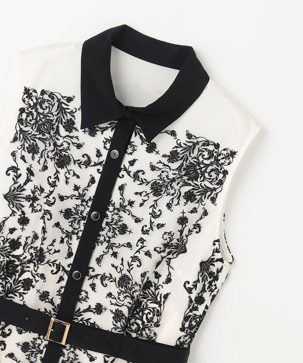 GRACE CONTINENTAL 刺繍フレアドレス キナリ