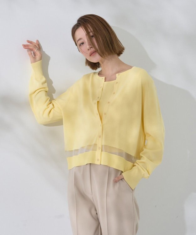 YECCA VECCA シアーMIXカーディガン Yellow