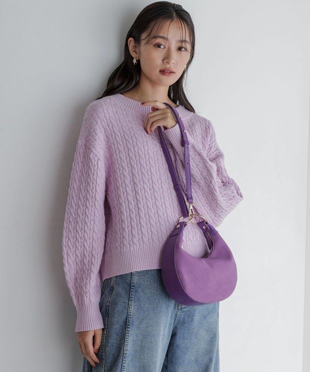 組曲 【加藤ローサさん着用】キャットショルダー バッグ パープル系