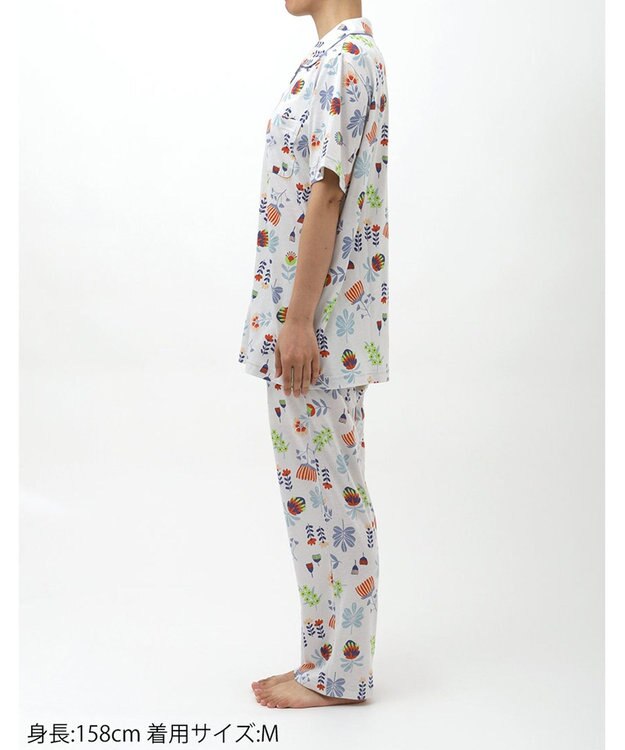 Wing ウイングスリープ パジャマ 5分袖 長ズボン 綿レーヨン天竺素材 レディース EP8024 ウイング／ワコール グレー