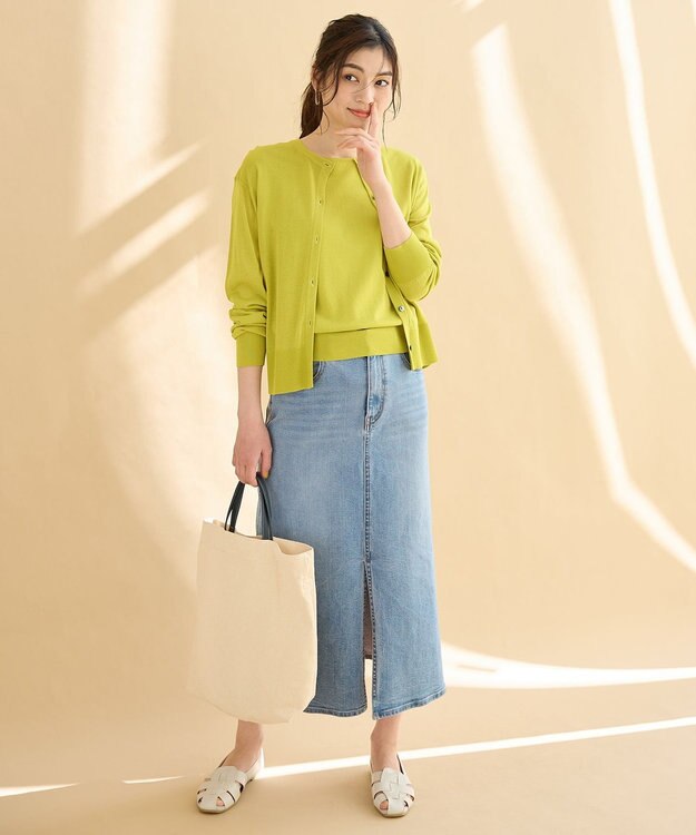 ANY 【2SET】ニットツインセット（ノースリーブニット＋カーディガン） アップルグリーン