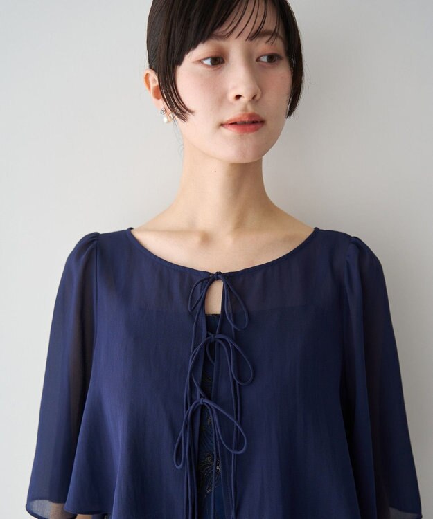 YECCA VECCA 【2点SET】フラワー柄スパンコール刺繍ドレス Navy