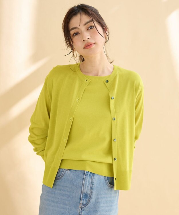 ANY 【2SET】ニットツインセット（ノースリーブニット＋カーディガン） アップルグリーン