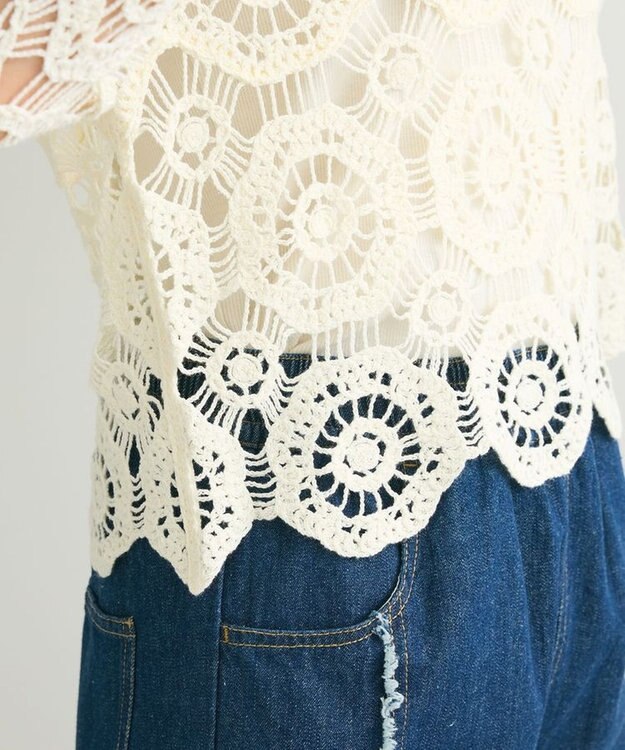 Green Parks ・ＳＵＧＡＲ　ＳＰＯＯＮ　クロシェフラワープルオーバー Off White